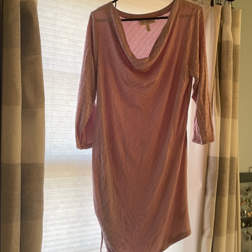 Pink maternity shirt dress